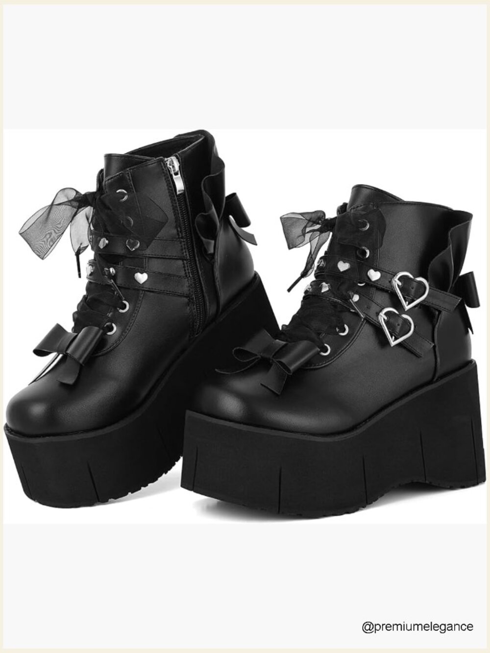 Gothic Platform Ankle Boots Lace Up Zip Chunky Heel Punk Rivet